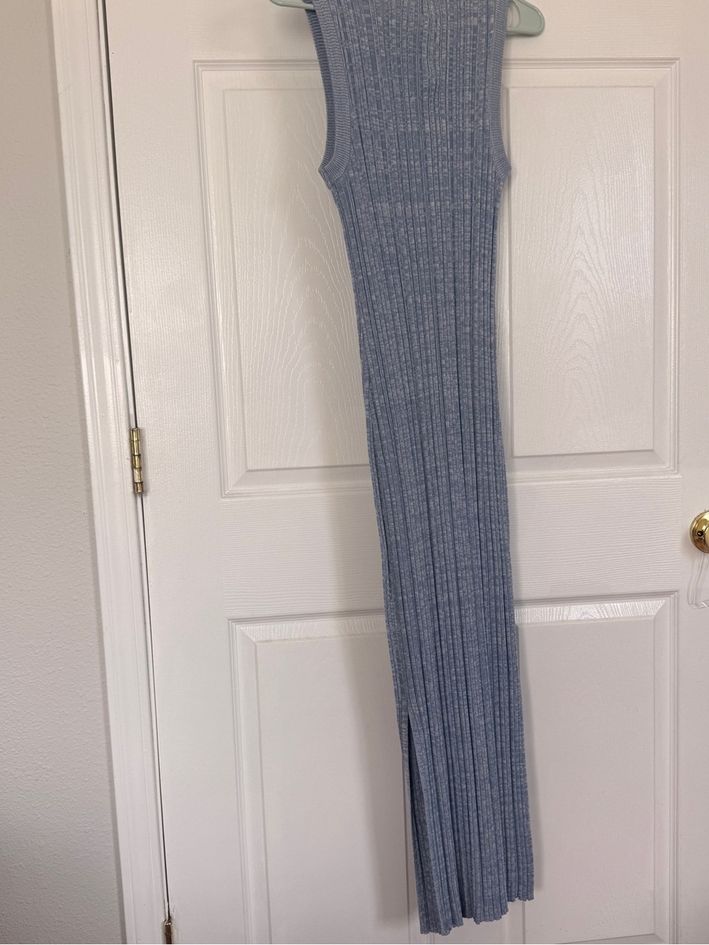 Blue Ribbed Knit Dress - Picture 4 of 4